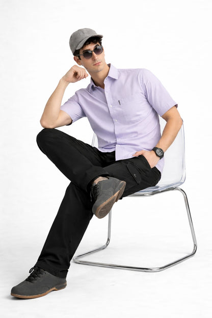 premium Purple Oxford-Style Short Sleeve Shirt